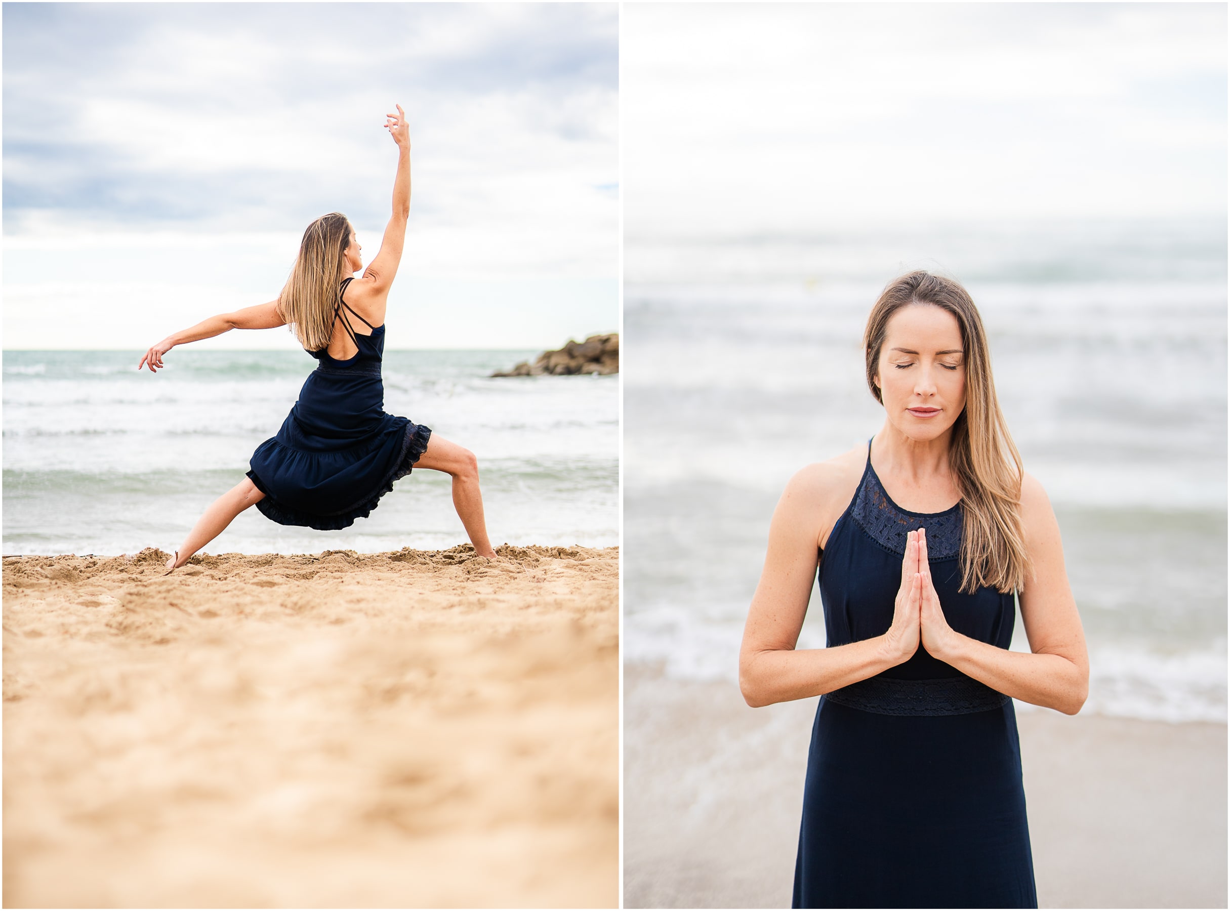 branding shoot with a yoga teacher on the beach