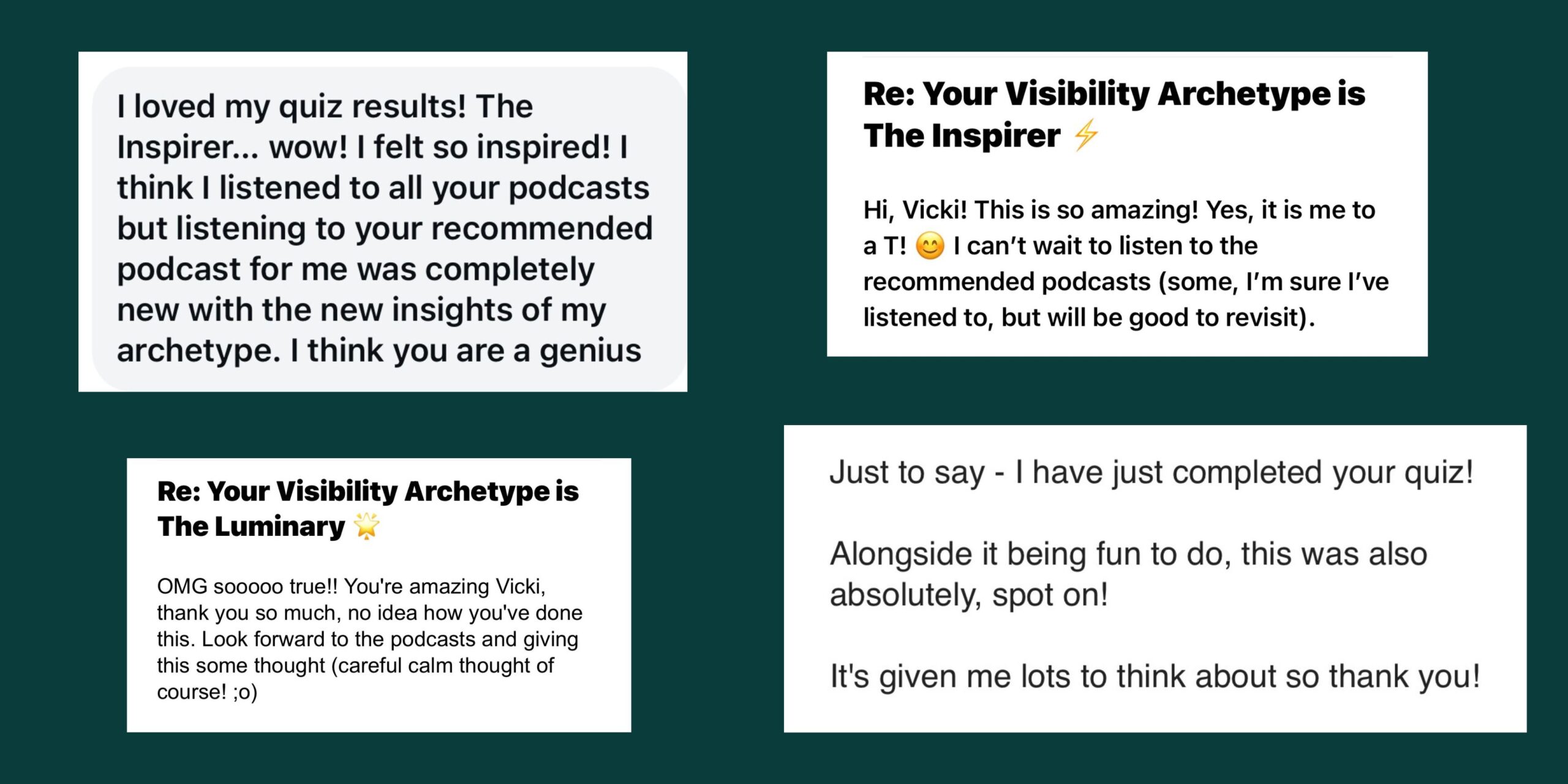 visibility quiz testimonials
