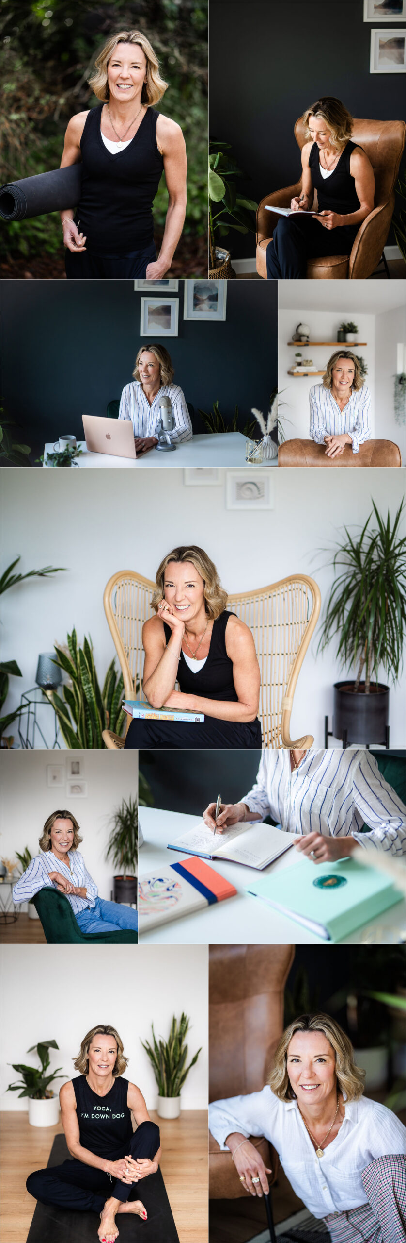 branding photo shoot with female founder in garden studio in surrey