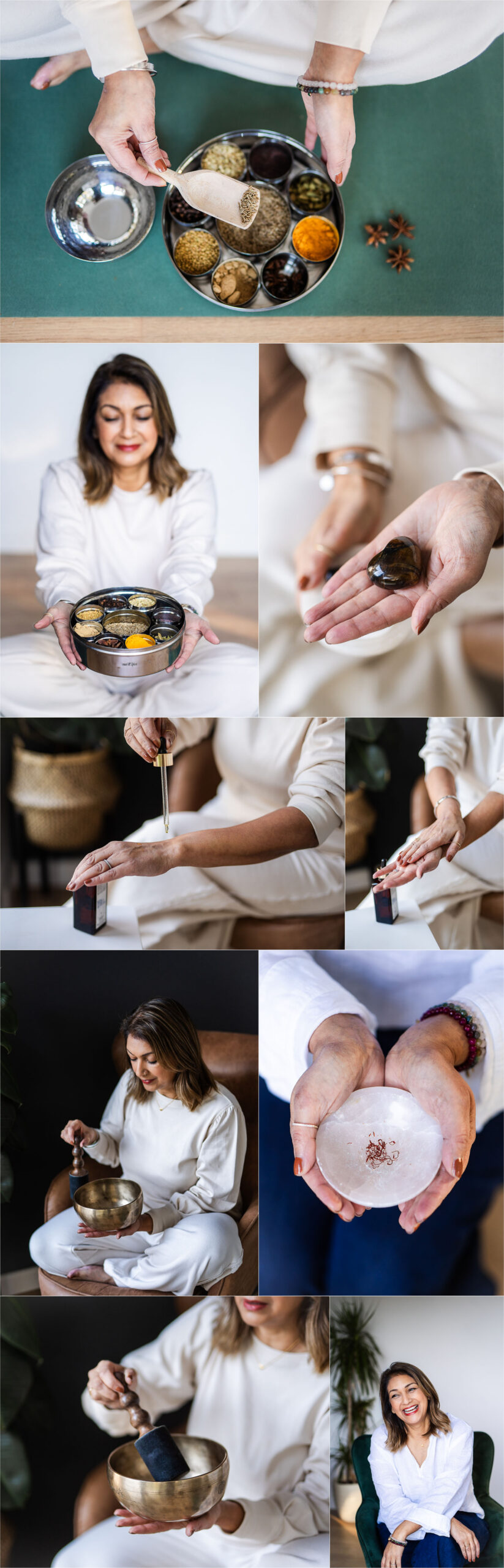 branding shoot with ayurvedic therapist in garden studio surrey